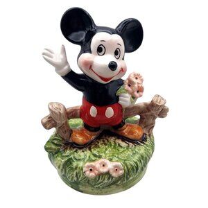 Vintage Walt Disney Mickey Mouse Rotating Music Box Handpainted Japan 1980